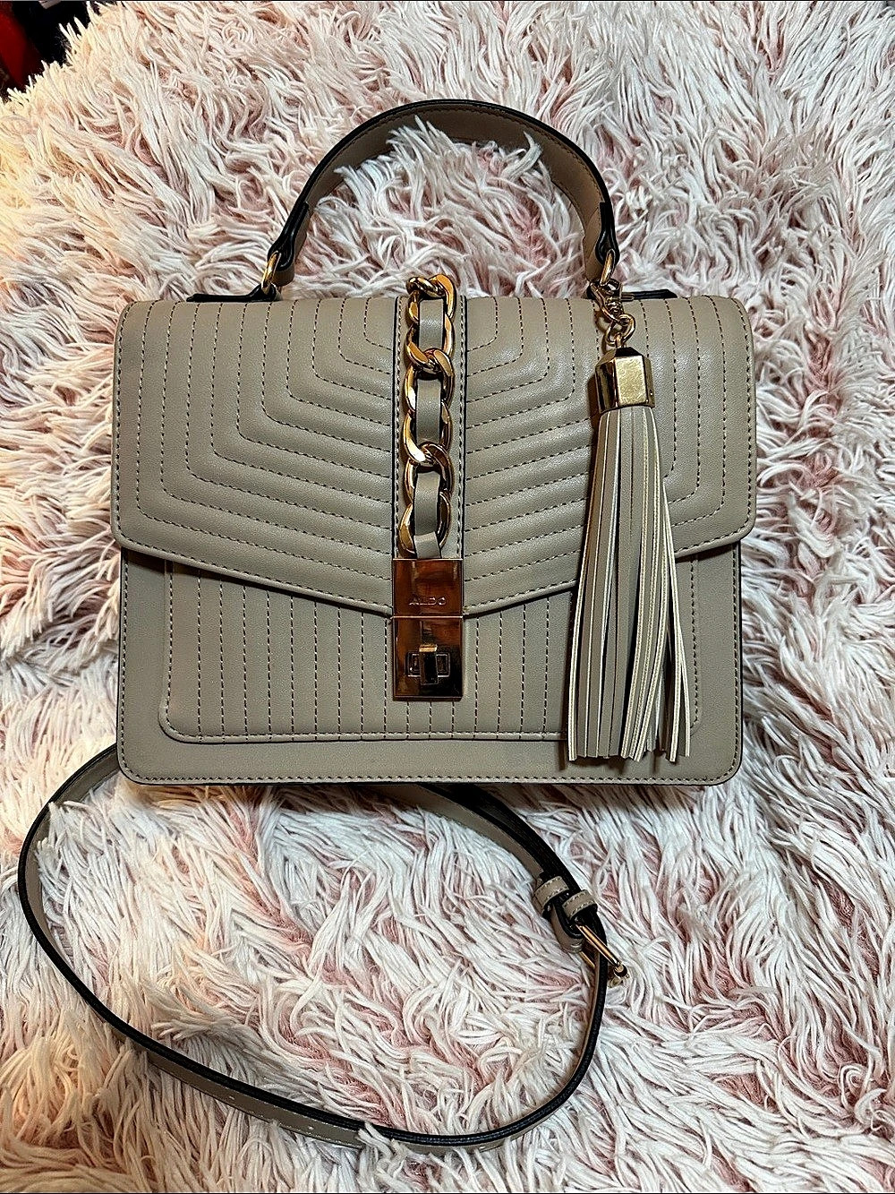 ALDO Quilted Shoulder Bag in tan
